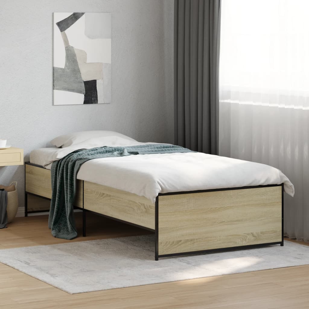 Bed Frame without Mattress Sonoma Oak 75x190 cm Small Single